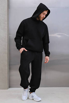 Спортивний костюм чоловічий на флісі чорного кольору 179029T Безкоштовна доставка