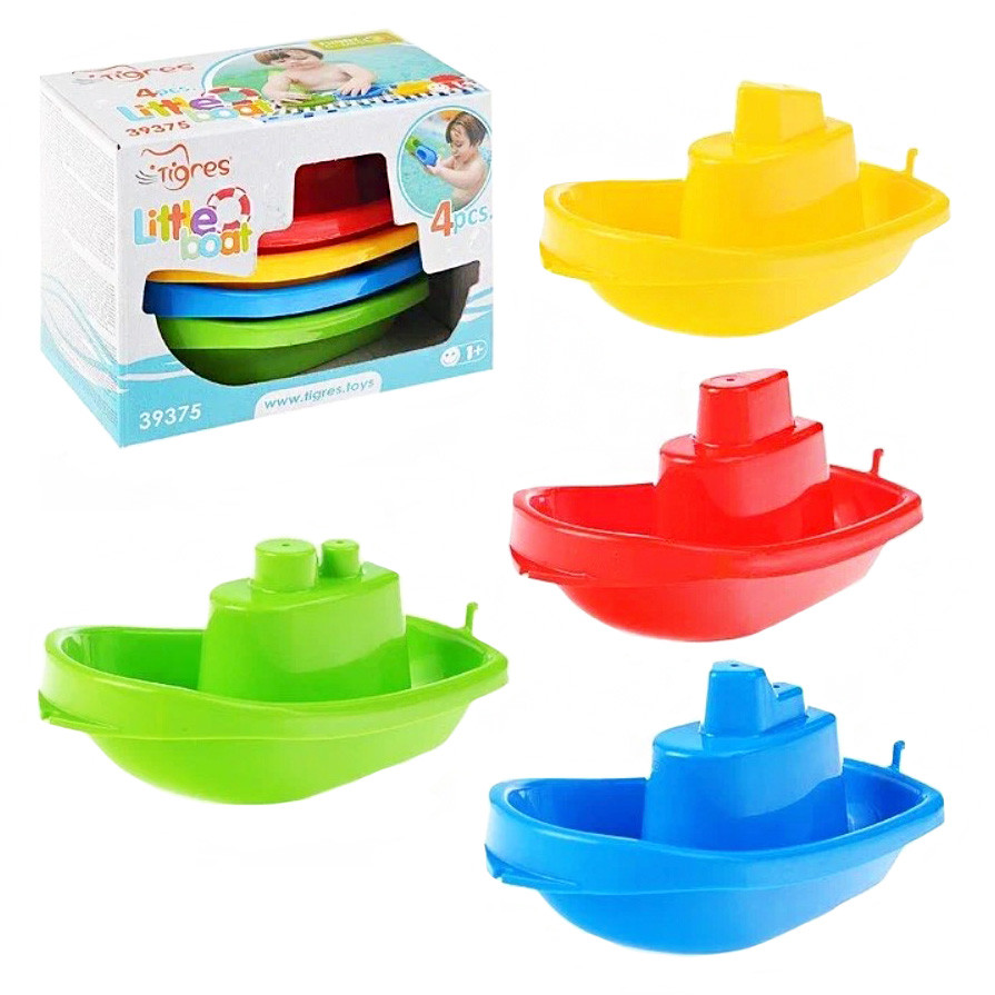 Набір корабликів Tigres, іграшкові кораблики для купання, 4 шт у комплекті, іграшка для ванної (JK39375)