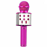 Беспроводной Bluetooth Микрофон караоке с изменением голоса Wster, микрофон для детей, Розовый (WS-858)