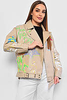Куртка женская из экокожи бежевого цвета 178505T Бесплатная доставка