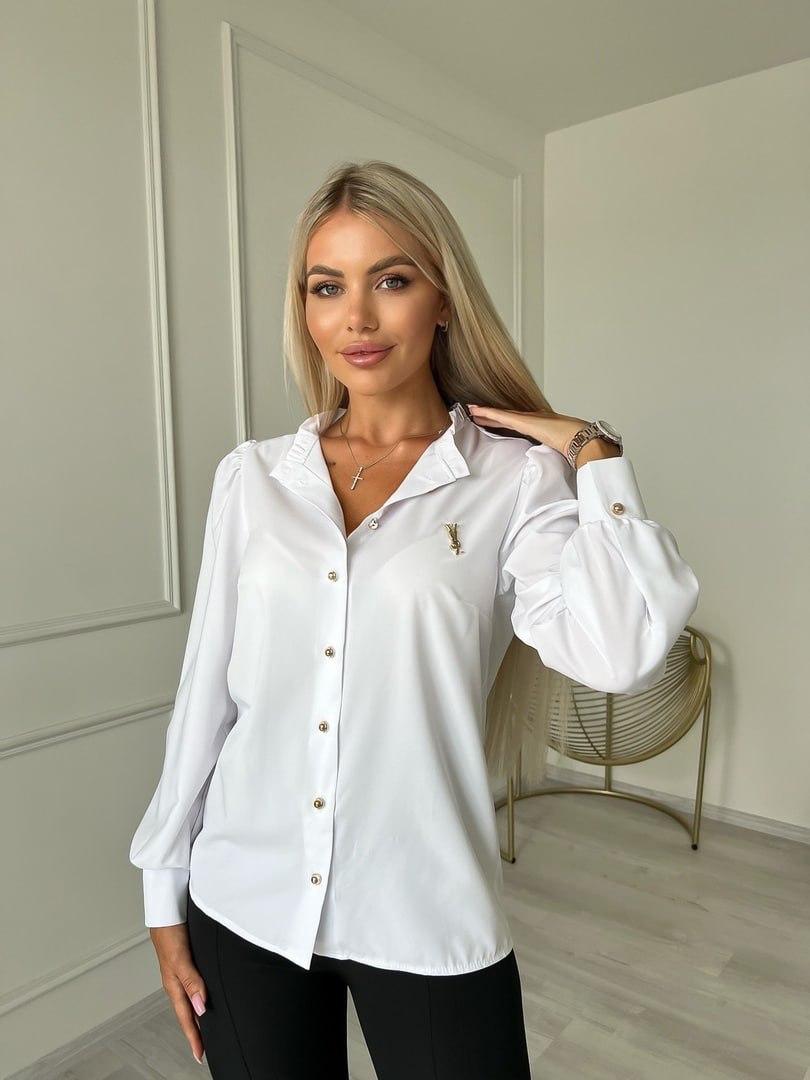 Елегантна блуза на ґудзиках білий