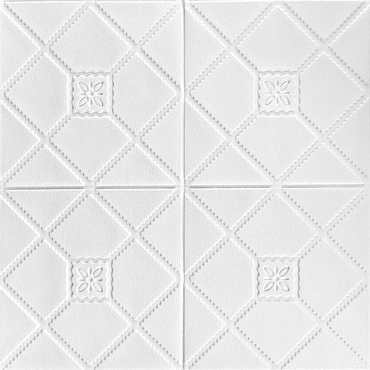 Самоклеюча 3D панель білий декор 700x700x4мм SW-00001351, фото 1