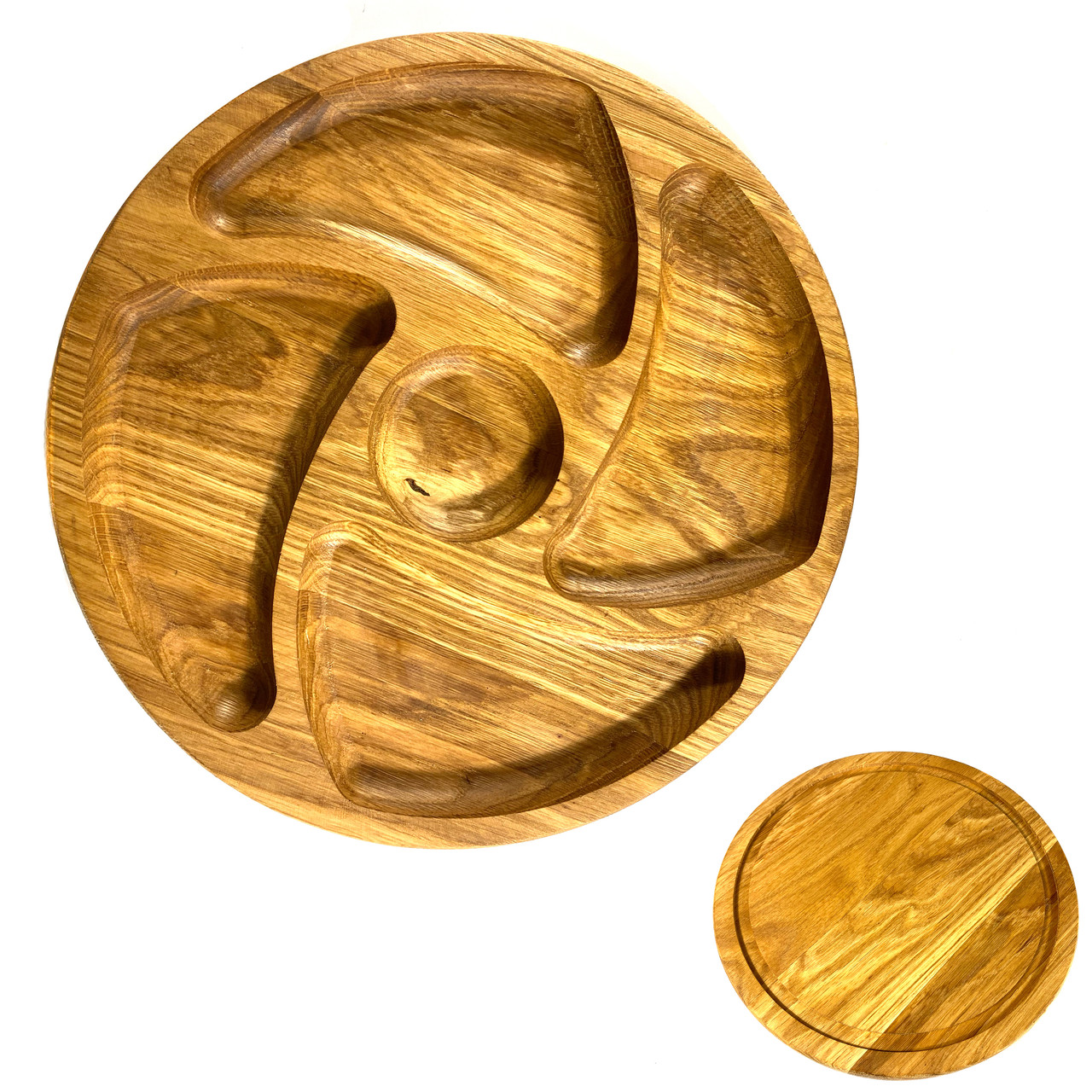 Дерев'яна тарілка з натурального дерева діаметр 25 см, висота 2 см, тарілка для закусок, фото 1