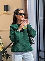 Теплый вязаный свитерок зеленый