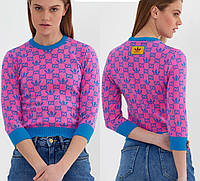 Пуловер с рисунком хлопок розовый