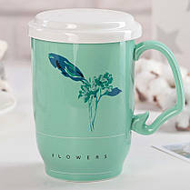 Чашка з кришкою і керамічним ситечком "Ароматний чай", 450мл (Кружка з заварником і кришкою), фото 3