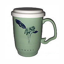 Чашка з кришкою і керамічним ситечком "Ароматний чай", 450мл (Кружка з заварником і кришкою), фото 2