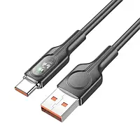 Дата-кабель Hoco U120 5A Transparent explore intelligent power-off charging data cable USB (тато) - Type-C