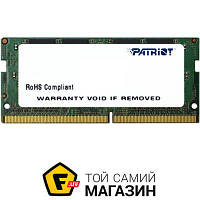 Оперативная память Patriot SODIMM DDR4 8GB, 2400MHz, PC4-19200 Signature Line (PSD48G240081S)