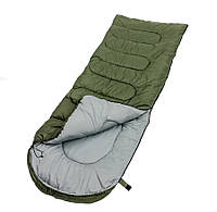 Спальный мешок зимний (спальник) одеяло с капюшоном E-Tac 210T Normal Green