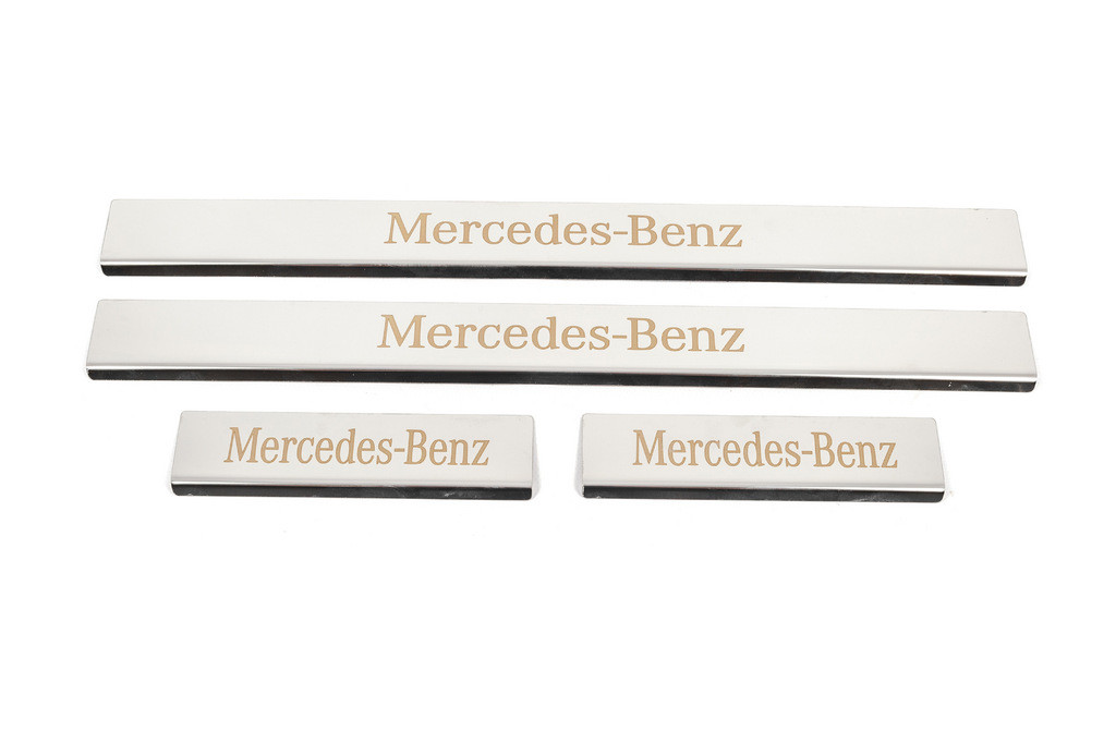 Накладки на пороги Carmos (4 шт, нерж) для Mercedes C-class W204 2007-2015 гг - фото 1 - id-p2196912767