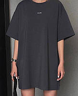 Удлиненная легкая футболка OVERSIZE графит