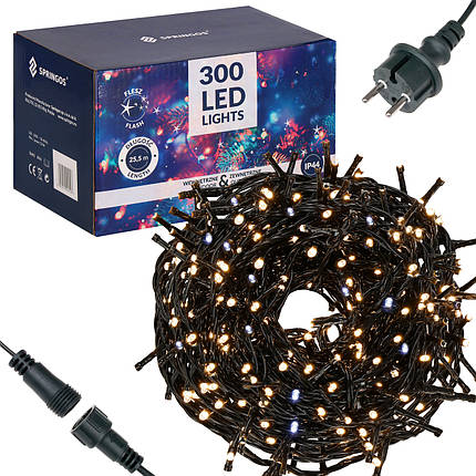 Гірлянда вулична (зовнішня) Springos 24 м 300 LED + Flash CL0328 Warm White, фото 1