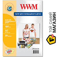 Папір WWM 100 г/м2, А3, 20 л сублімаційний (SP100.A3.20) А3 (420 x 297 мм) 20 фотопапір для струменевих