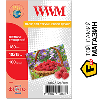 Папір WWM Premium 180 г/м2, 10x15 см, 100 л глянсовий (G180.F100.Prem) 10 x 15 см 100 фотопапір для струменевих