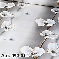 Шпалери на стіну Паперові Чорно білі з орхідеями для кімнати та передпокою 034-01 (53см х 10м)
