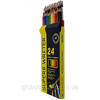 Карандаши цветные 24 цвета MARCO 4120-24CB Superb Writer Aquarelle, акварельные с кисточкой