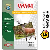 Бумага WWM 260г/м кв, А3, 100л шелковисто-матовая (SG260A3.100) А3 (420 x 297 мм) 100 фотобумага для струйных