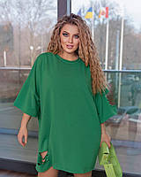 Платье-футболка широкого кроя зеленый