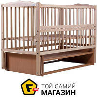 Детская кроватка Babyroom Радуга с маятником и откидной боковиной, натуральный светлый бук (DVMO-2)