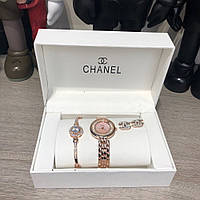 Подарунковий набір Chanel Bracelet/Watch/Earrings Gold