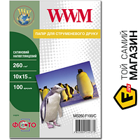 Бумага WWM 260 г/м?, 10x15см, 100л. сатиновая полуглянцевая (MS260.F100/C) 10 x 15 см 100 фотобумага для