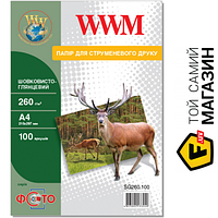 Бумага WWM 260 г/м?, А4, 100л. шелковисто-глянцевая (SG260.100) А4 (297 x 210 мм) 100 фотобумага для струйных