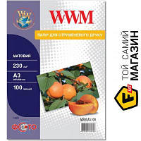 Папір WWM 230 г/м?, А3, 100 л. матовий (M230.A3.100) А3 (420 x 297 мм) фотопапір для струменевих принтерів 230