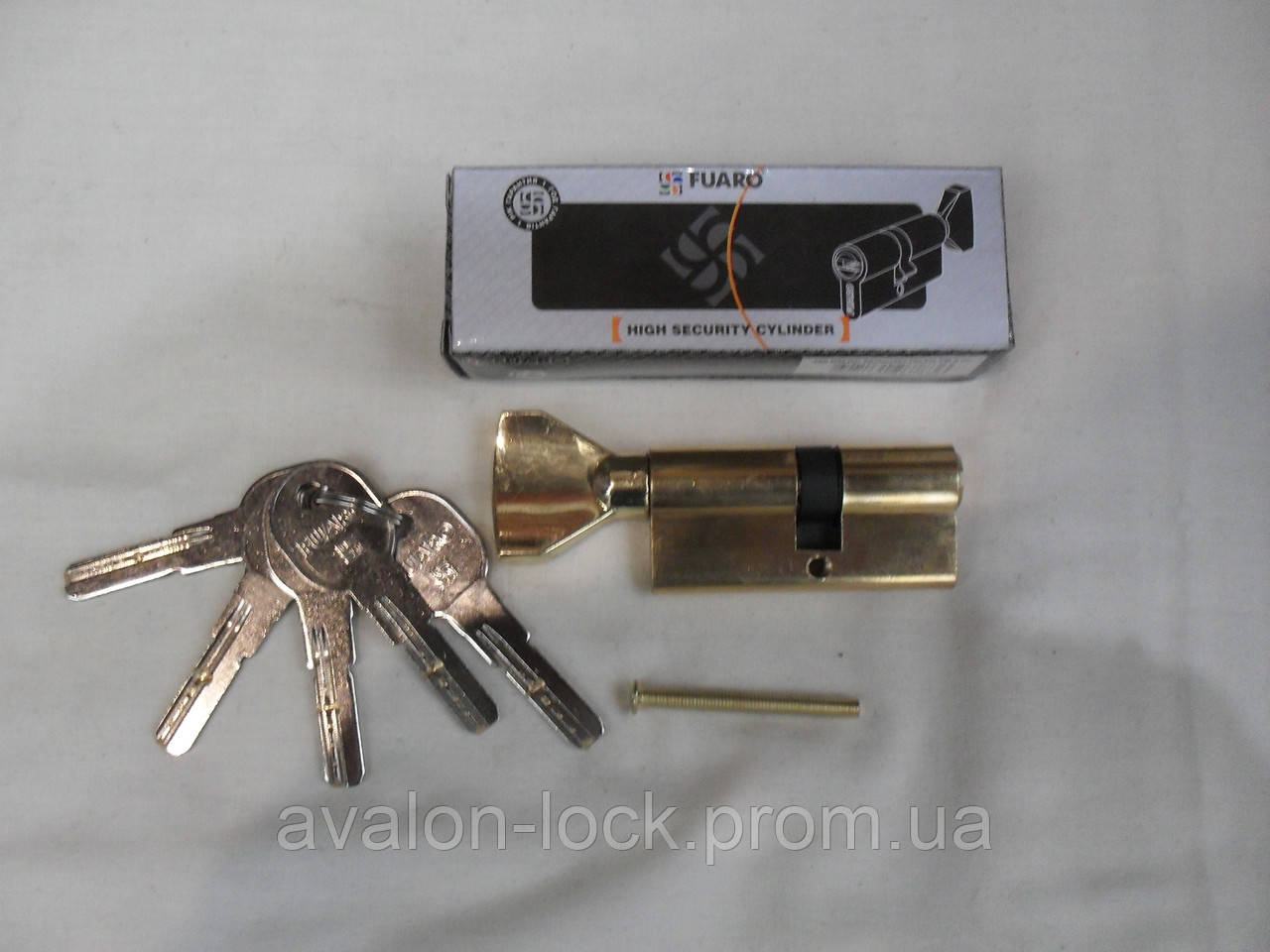 Циліндровий механізм Fuaro DM 68 mm. Латунний, з лазерним ключем, барашок, хром і золото