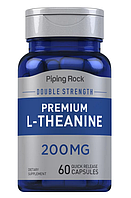 Премиум L-теанин двойной силы, поддержка расслабления, успокоение от Piping Rock, 200 мг, 60 капсул