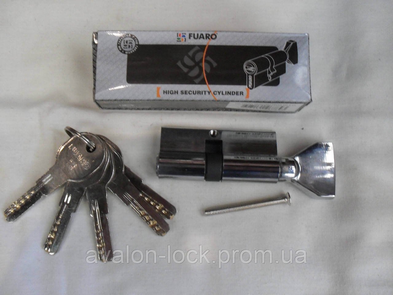 Циліндровий механізм Fuaro DM 68 mm. Латунний, з лазерним ключем, ключ-ключ, хром і золото