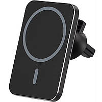 Магнитный держатель для телефона в машину в воздуховод с беспроводной зарядкой MagSafe X16 Черный 45588