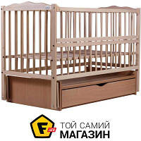 Детская кроватка Babyroom Радуга с маятником, ящиком и откидной боковиной, натуральный светлый бук (DVMYO-3)