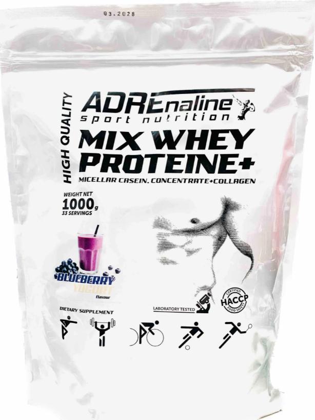 Протеїн ADRENALINE MIX WHEY PROTEIN + 1000 грамів Смак:Чорниця-йогурт