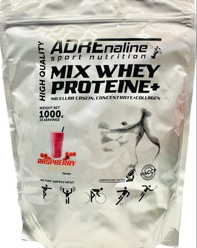 Протеїн ADRENALINE MIX WHEY PROTEIN + 1000 грамів Смак: малина -йогурт