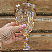 Набор бокалов для Вина 340мл 6шт из цветного стекла изумруд золотистый