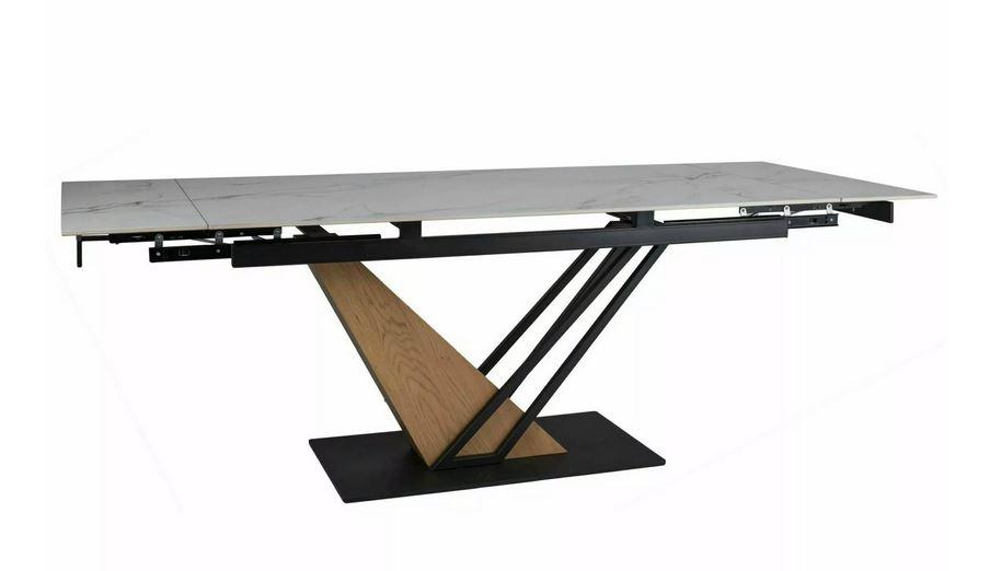 Стіл обідній Genesis опора метал/МДФ чорний/дуб стільниця кераміка білий мармур (SignalTM)