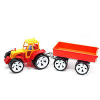 Трактор с прицепом, оранжево-красный от IMDI