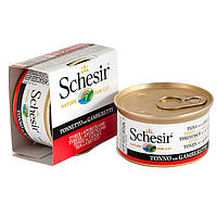750044 Schesir Тунец с креветками (Tuna Prawns) консервы для кошек в желе, банка, 85 ч., (C138)