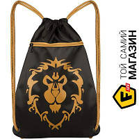 Черный рюкзак городской для мужчин, женщин полиэстер Jinx World of Warcraft. Alliance Loot Bag, Black/Yellow