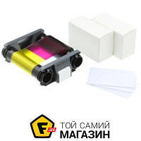 Badgy Комплект витратних матеріалів для принтера Badgy100/200, кольорова стрічка + 100 карток 0.76 мм