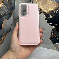 Чехол розовый с защитой камеры для Samsung Galaxy А25 5G накладка с серебряной окантовкой для самсунг а25 5джи