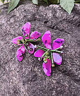 Вечерние женские серьги летние, Фиолетовые цветы