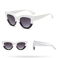 Жіночі сонцезахисні окуляри Котяче око, ТРЕНД 2023 г, Чорно-білі