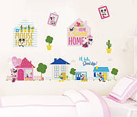 Интерьерная декоративная виниловая наклейка на стену "Домики Микки и Минни Мауса"