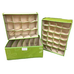 Набір органайзерів коробок для зберігання білизни, одягу шафа з кришкою, зелений (3 шт.)