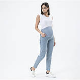 Джинси для вагітних Блакитний Джинси з трикотажною резинкою Зручні джинси для вагітних, фото 3