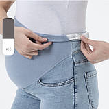 Джинси для вагітних Блакитний Джинси з трикотажною резинкою Зручні джинси для вагітних, фото 5