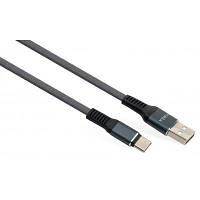 Дата кабель USB 2.0 AM to Type-C 1m flat nylon gray Vinga VCPDCTCFNB1GR i