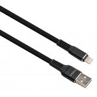 Дата кабель USB 2.0 AM to Lightning 1.0m flat nylon black Vinga VCPDCLFNB1BK i
